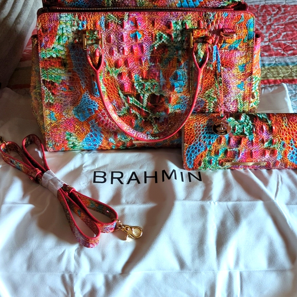 Brahmin Sm Finley W/Ady Wallet In Reservoir Nwt's